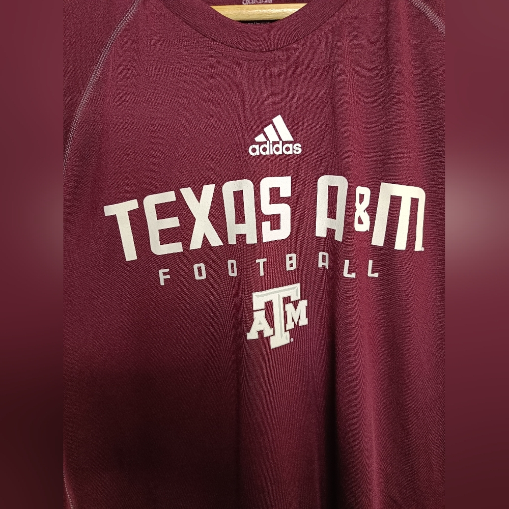 Adidas Climalite Texas A&M Large Shirt NCAA Football Gym Workout Yoga CrossFit